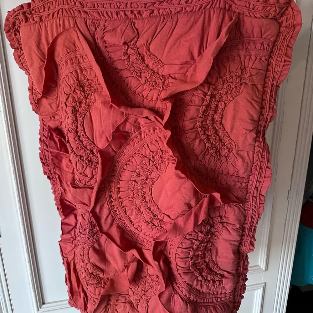 Anthropologie Rivulets Standard Sham Set of Two Burnt Coral Pillow Cases